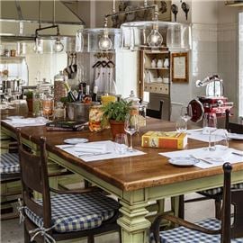 Table with ingredients and placemats